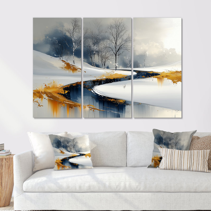 «Gold Frosted Morning I», ensemble d'art mural de Noël, Métal métal, H 40 po x l 60 po x P 1 po