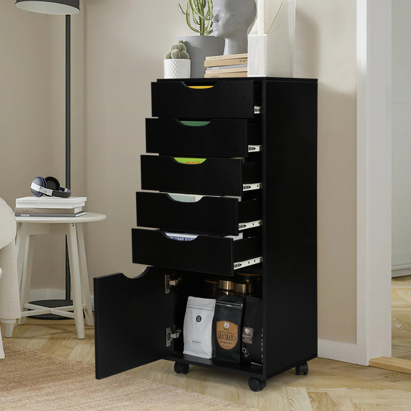 Commode 5 tiroirs Pasqualine, Noir