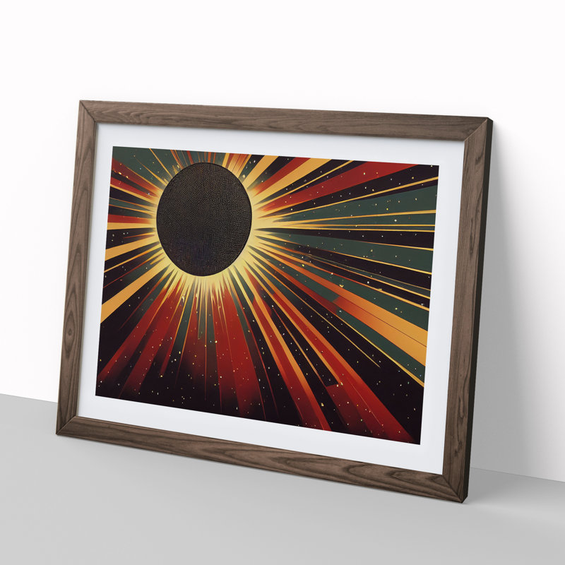 Abstract Sunset Sun Vol.1 - Framed Print, 25cm H x 34cm W x 2cm D, Walnut Framed