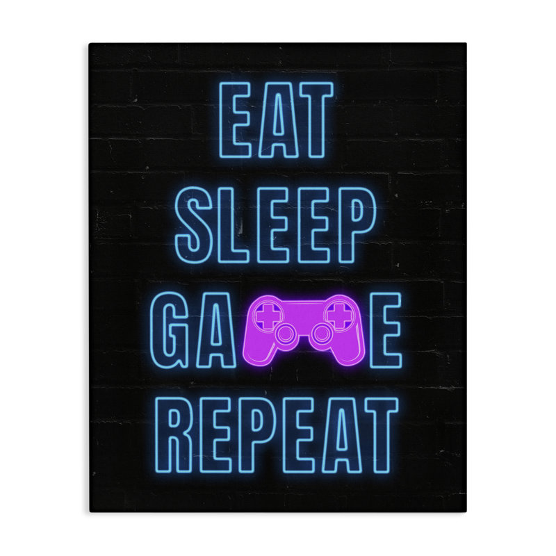 Art mural Neon Gamer Lifestyle par Nina Blue, H 20 po x l 16 po