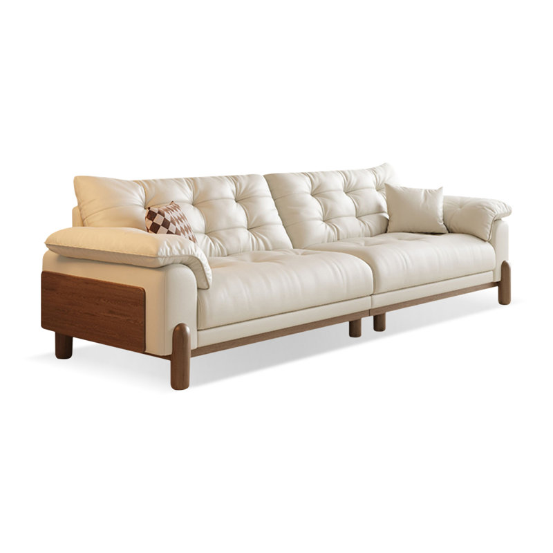 Canapé modulaire blanc en cuir véritable, H 37,8 po x l 94,49 po x P 39,37 po