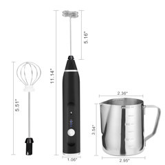 Milk Frother White - Coffee Frother Handheld with Electric Whisk - 19000  rpm - Book Recipes and Stainless Steel Stand Included - Hand Mixer Electric