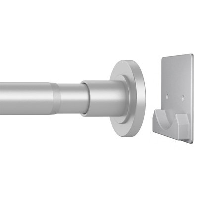 Tringle de rideau de douche à tension réglable 32-92 "avec supports adhésifs - Acier inoxydable antidérapant antidérapant sans perçage - Tringle robuste pour salle de bain et fenêtres (argent)