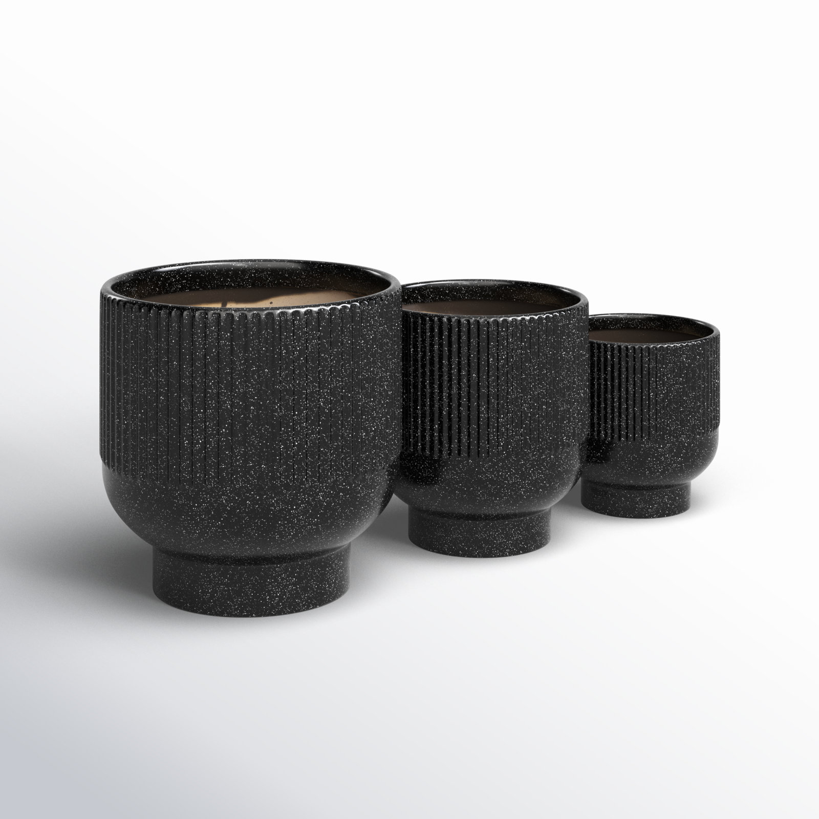 Ceramic Planter - Set of 3, Black, 9.4" H x 8.55" W x 8.6" D