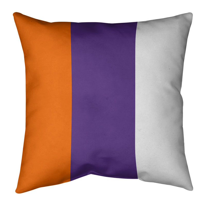 Clemson Indoor/Outdoor Throw Pillow, 16" H x 16" W, Orange/Purple