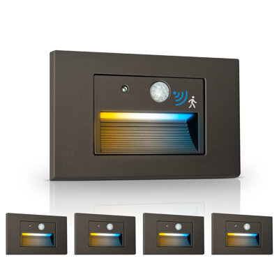 4PK 3CCT Motion Sensor LED Step Light |  Indoor/Outdoor Stair Lighting | 90 CRI, Auto Off for Steps, Attics & Decks | Energy Efficient, Easy Install