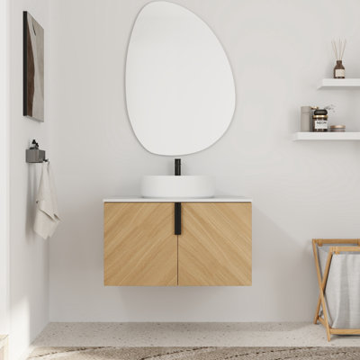 Meuble-lavabo flottant simple 30 po avec lavabo en céramique