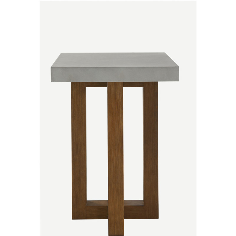 Table de bout en faux béton et finition noyer en keven