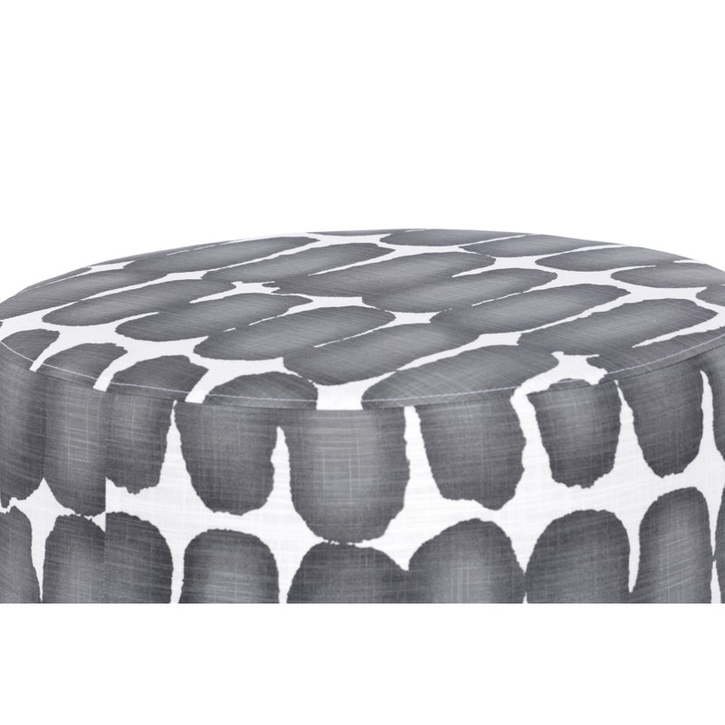 Repose-pieds standard rond 22 po Meila, Encre / noir / blanc 100% coton