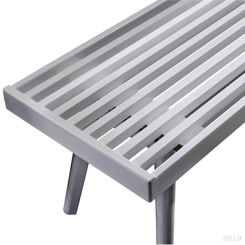 Banc à lattes en bois massif Larwich, H 17,5 po x L 16,5 po x P 56,3 po