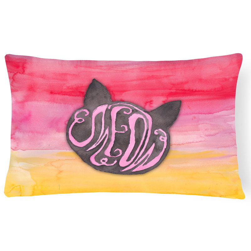 Coussin lombaire en aquarelle chat face cats meow