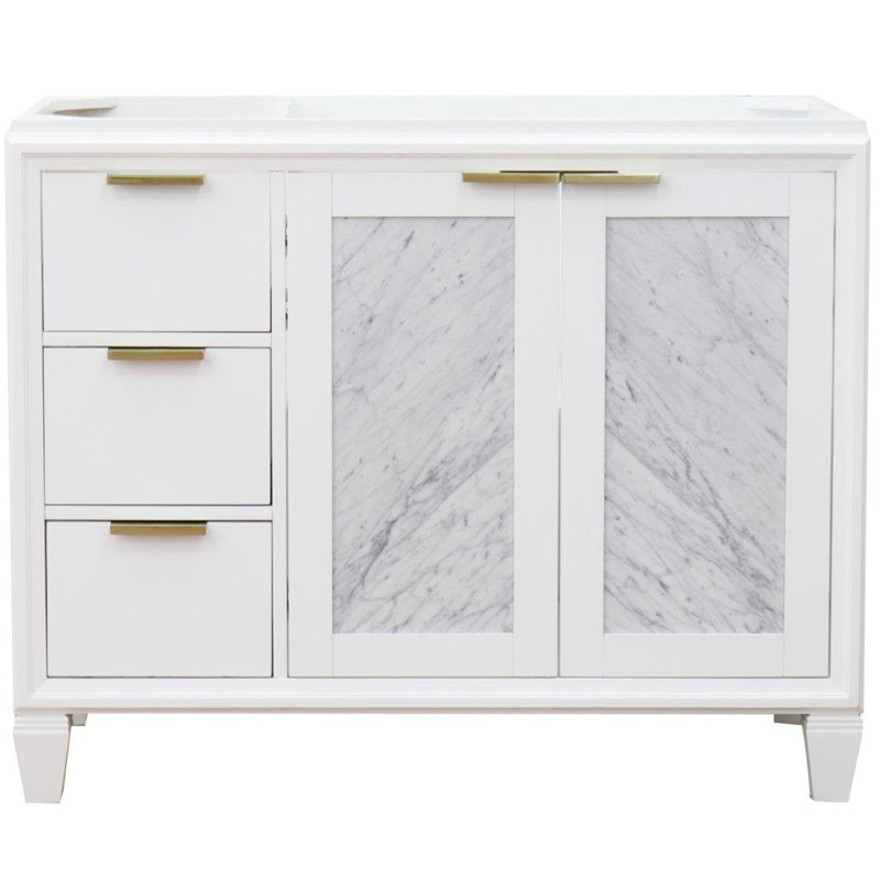Base de meuble-lavabo simple 42 po avec miroir Schreck, Blanc