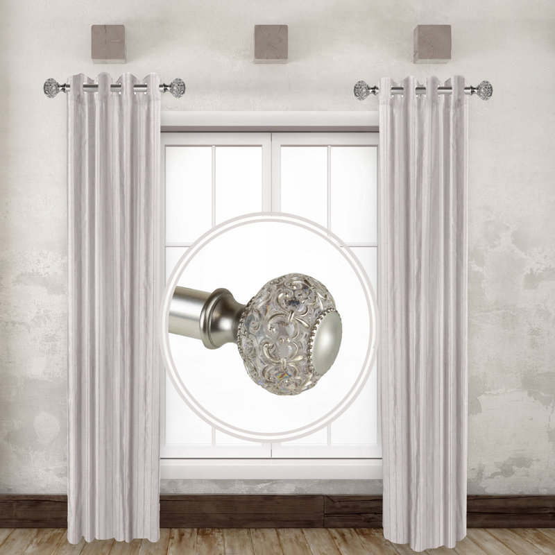 Tringle à rideaux simple Elsie, Nickel satiné