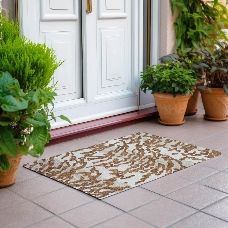  Malek Indoor/Outdoor Area Rug with Non-Slip Backing, Rectangle 1'8" x 2'6"