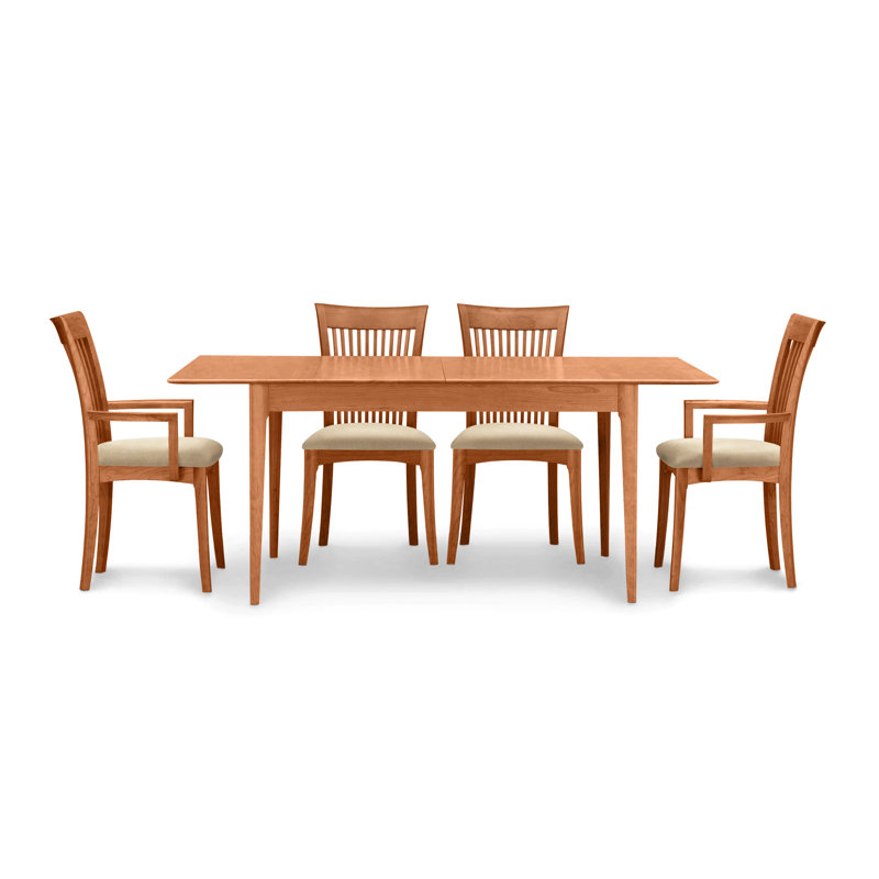 Sarah 5 - Piece Dining Set, Autumn Cherry, Coffee Leather, 30" H x 78" W x 36" D