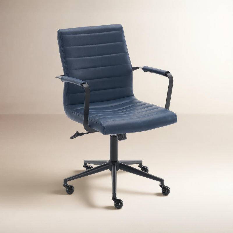 Arianna Swivel Mid-Century Office Chair, Navy