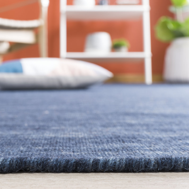 Batum Hand Loomed Wool/Cotton Rug in Blue/Navy, Rectangle 3' x 5'