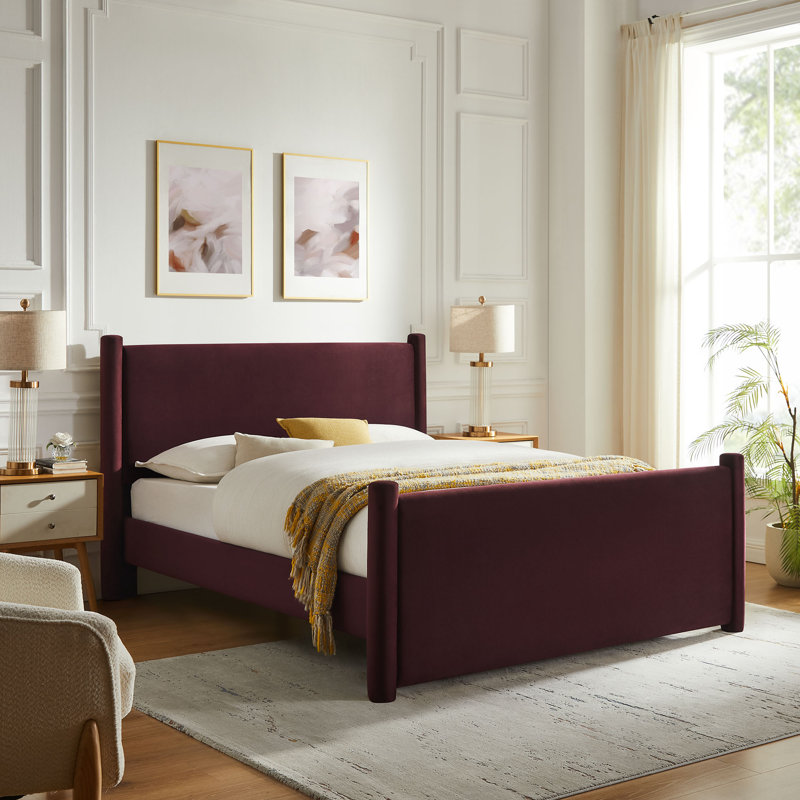 Rael Performance Velvet Platform Bed, Mulberry, King