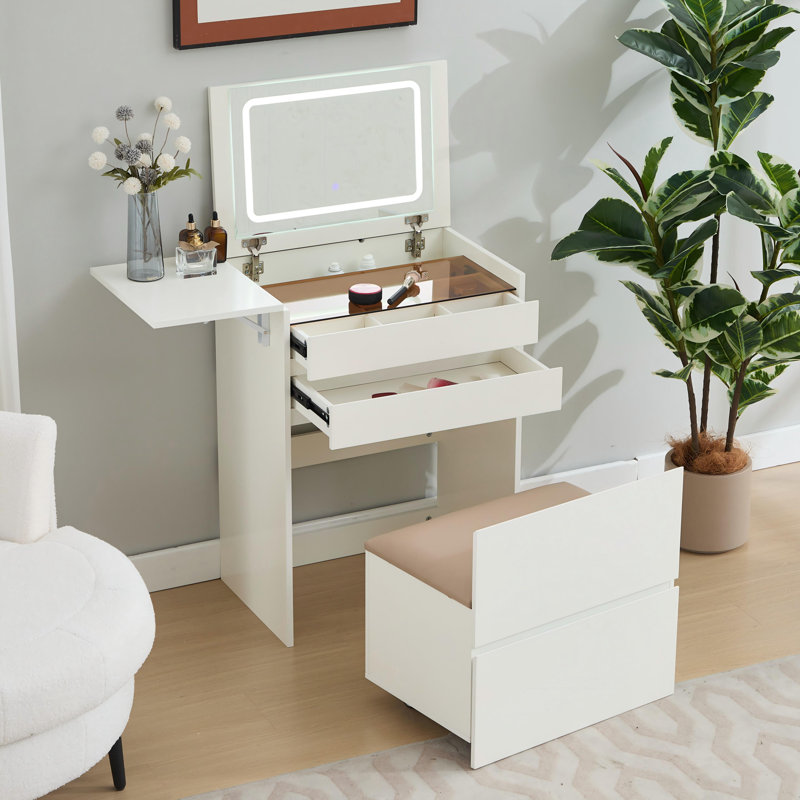 Meuble-lavabo moderne 3-en-1 avec miroir de maquillage