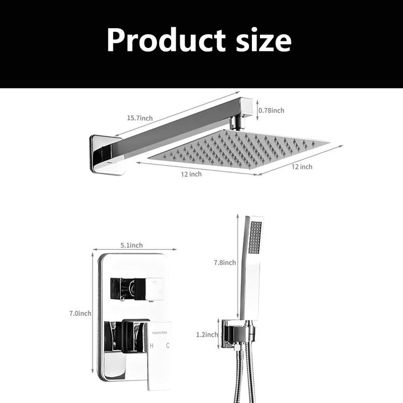 Shower Faucet Set With Rain Shower Head And Handheld Spray