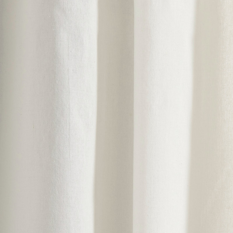 Neutral Linen Embroidery Border Cotton Blend Window Curtain Panel 52"W x 84"L