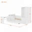 Lit plateforme en bois avec 6 tiroirs, tablettes, bureau et garde-robe-12804765