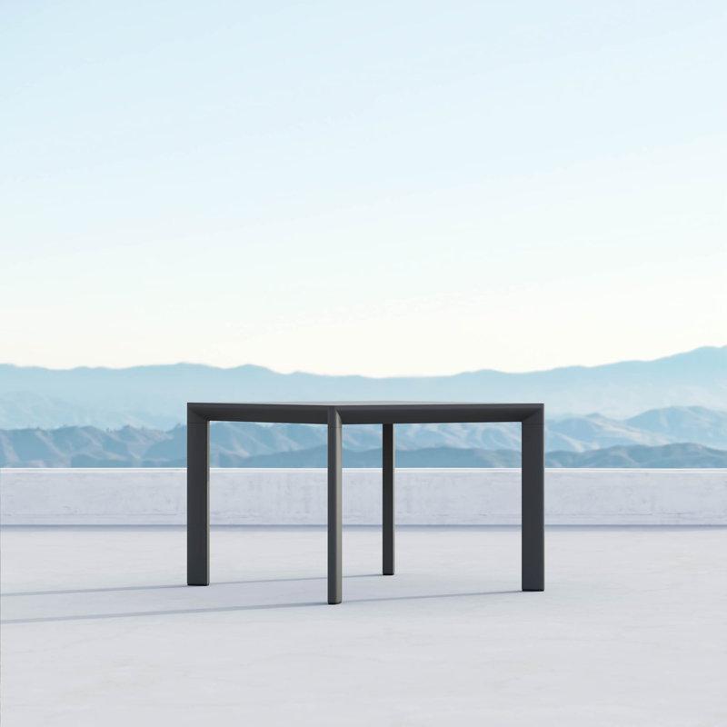 Porto Power Coated Aluminum Dining Table, Matte Charcoal