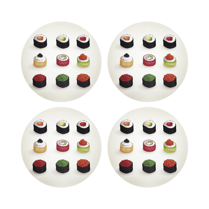 Sushi Zen Vegan Leather Round Coasters