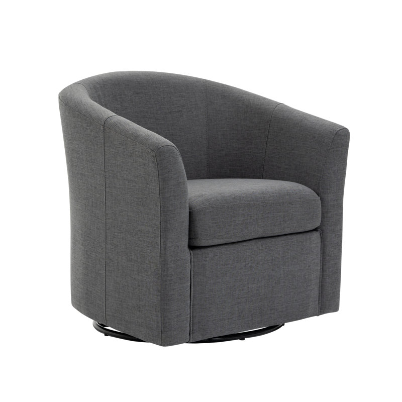 Aunna Upholstered Swivel Barrel Chair, Gray Linen Blend
