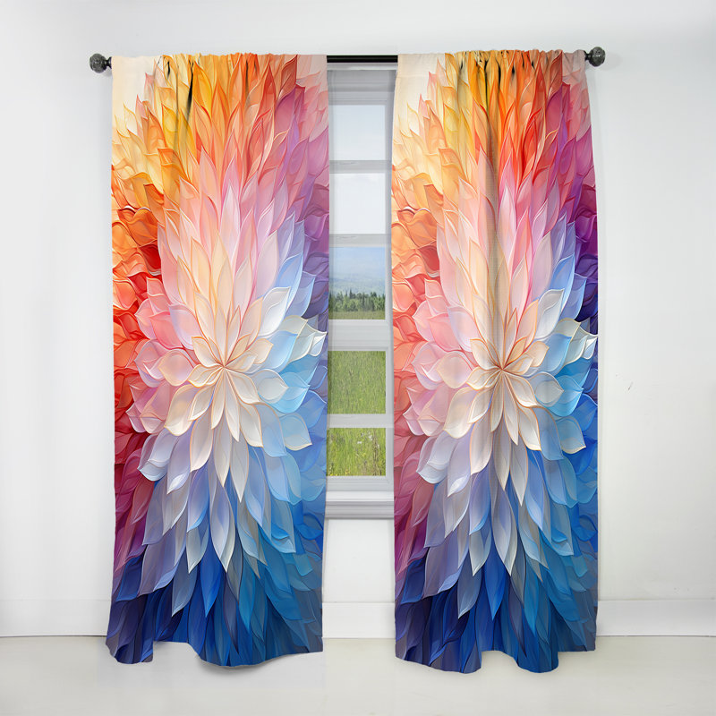 Kaléidoscope éthéré multicolore Op Art - Rideau moderne - Velours obscurcissant - 1 panneau, L 52 po x L 90 po