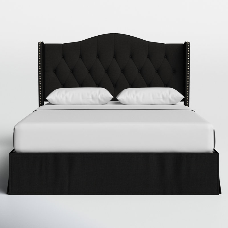 Knott Upholstered Wingback Storage Bed, Black, Full