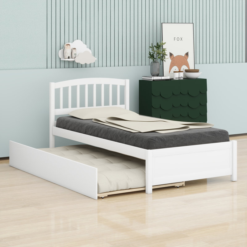 Lit plateforme avec lit gigogne, Blanc