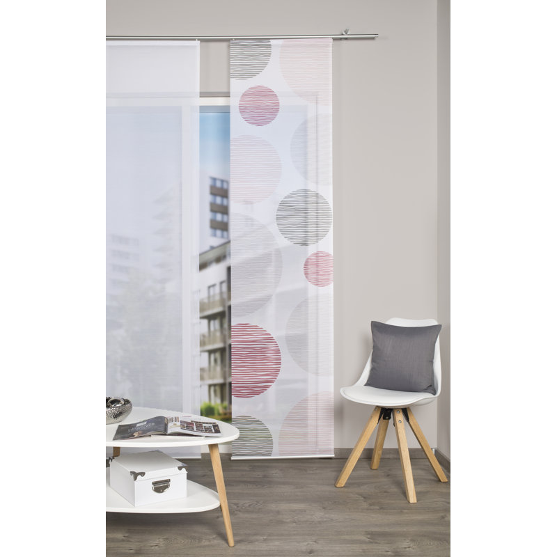 Iowa Semi-Sheer Panel Curtains, Grey/Red/Pink
