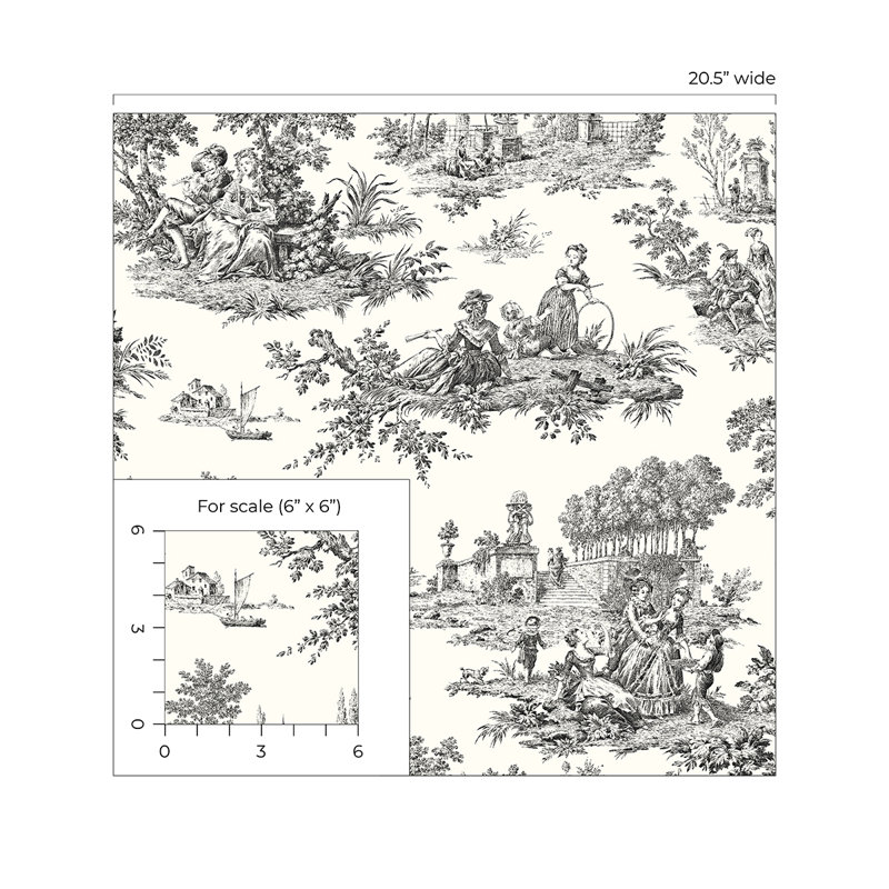 Spurling Peel & Stick Toile Roll, Gray