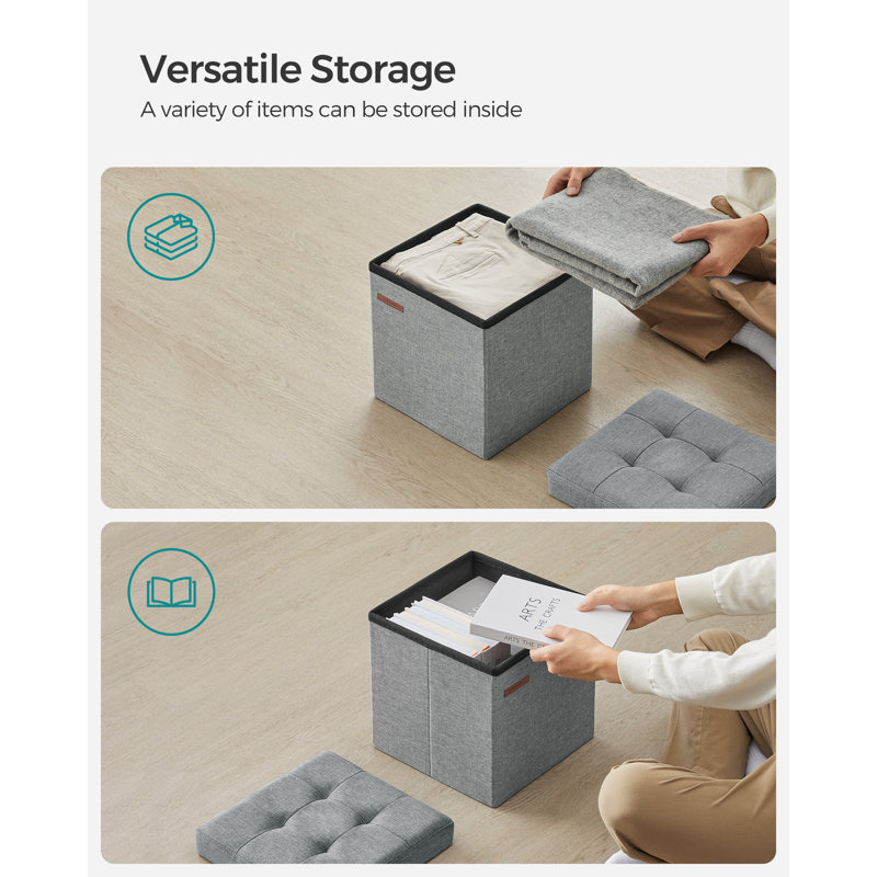 30cm Wide Rectangle Solid Colour Standard Ottoman, Light Grey