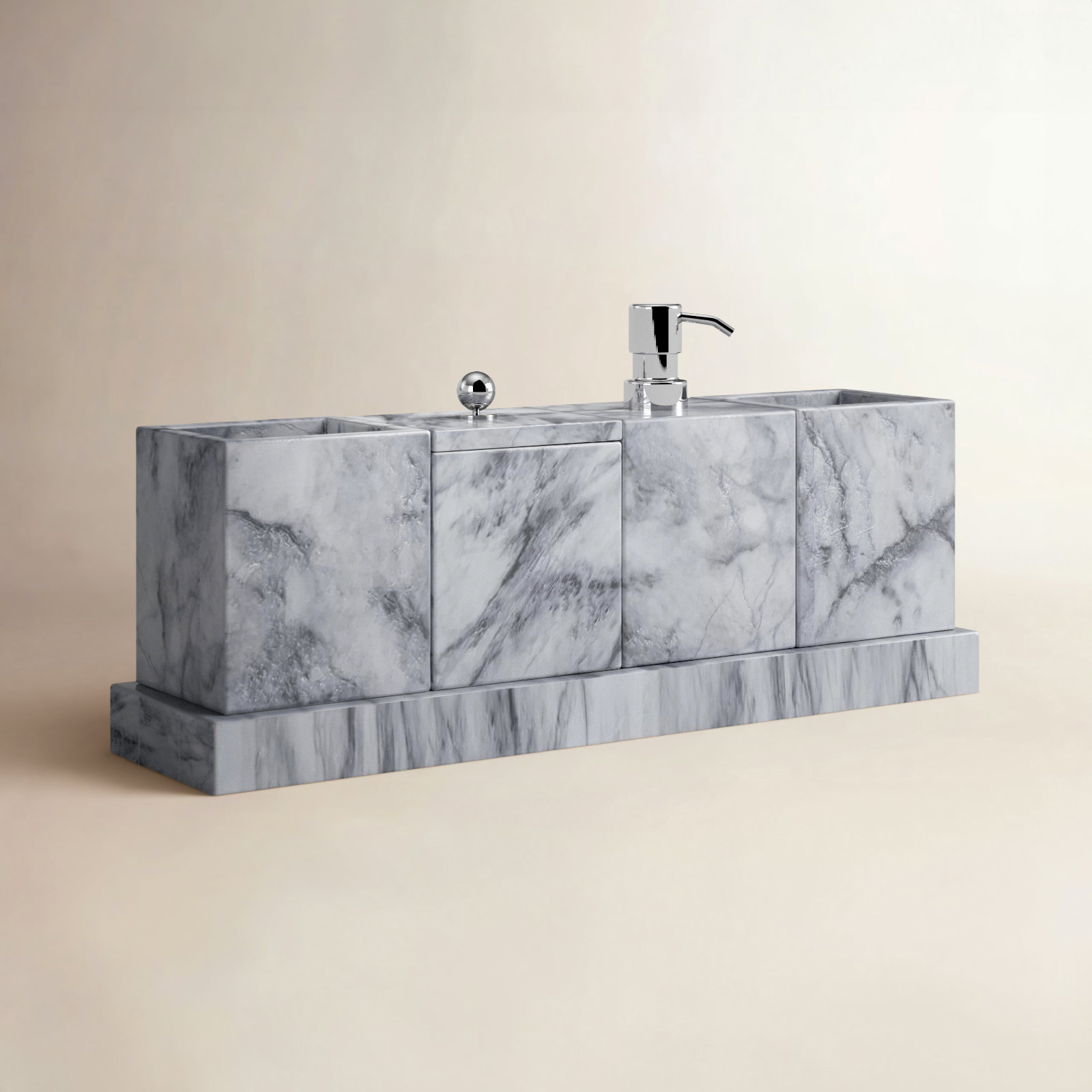 Graciela Marble Bathroom Accessory Set, Cloud Gray