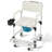 4-in-1 Bedside Commode Shower Wheelchair for Seniors and Disabled - Commode Chair with 4 Lockable Wheels, Detachable Bucket, Padded Seat and Armrests, Flip-Up Footrest-131132567
