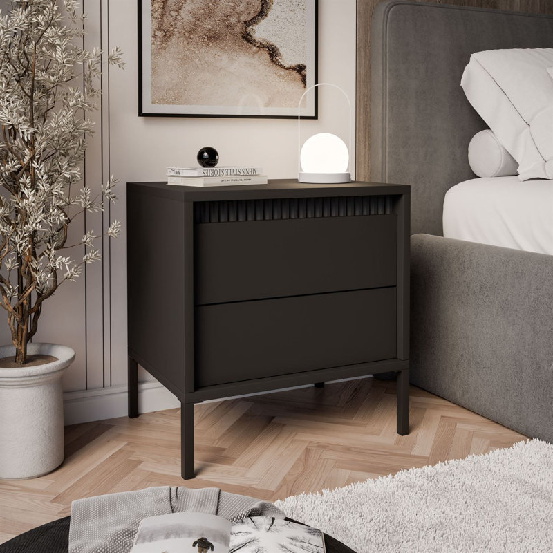 53.5cm W Steel Bedside Table