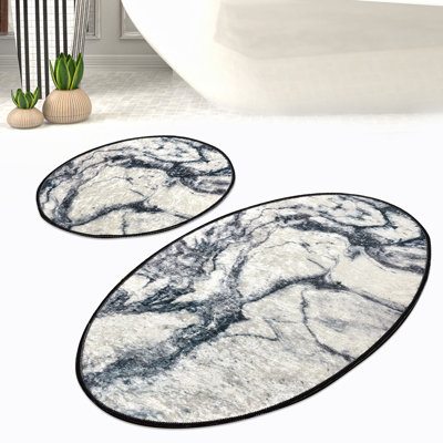 Antibacterial Bathmat Set (2 Pieces), 100% Polyester, 19.7 x 23.6 inches & 23.6 x 39.4 inches | Non-Slip Underside, Pile Height: 0.4 inches | Machine Washable, Soft and Durable, Ideal for Bathroom Safety & Comfort