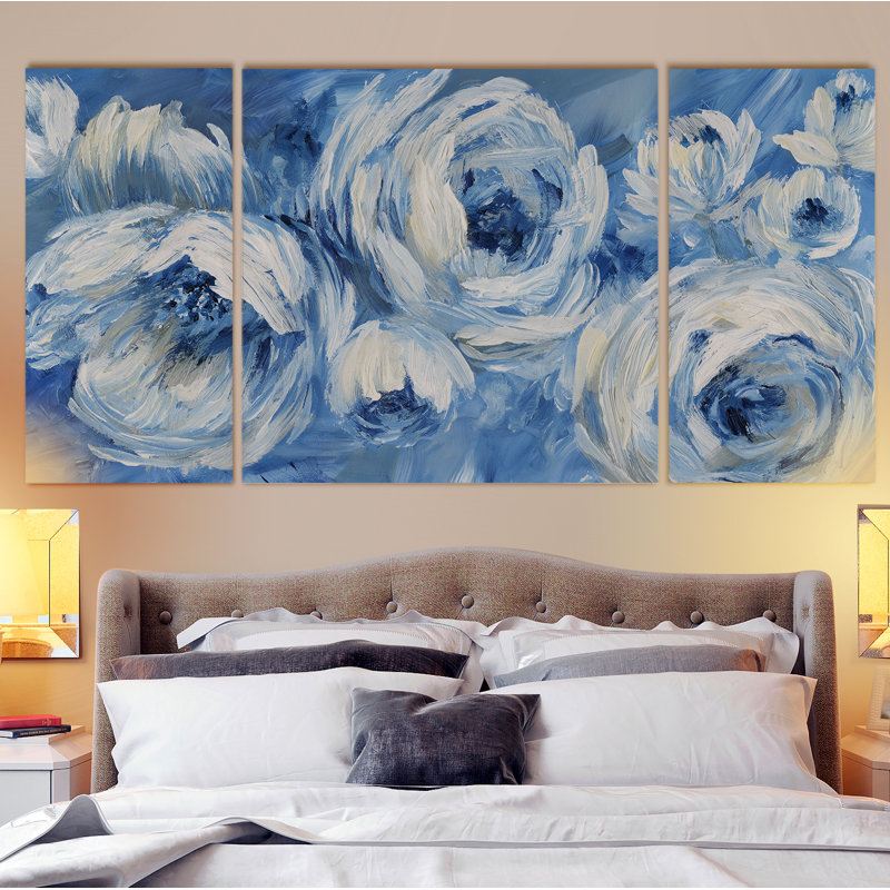 Large Blue and White Contemporary Canvas Wall Art