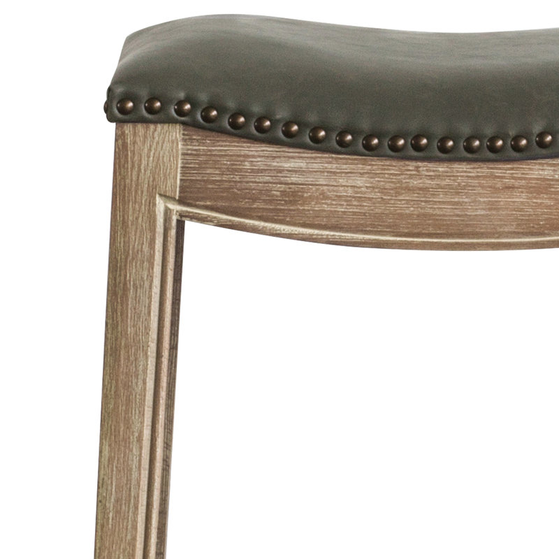 Ipswich Upholstered Counter Stool, Bonded Leather, Vintage Gray, Weathered Smoke