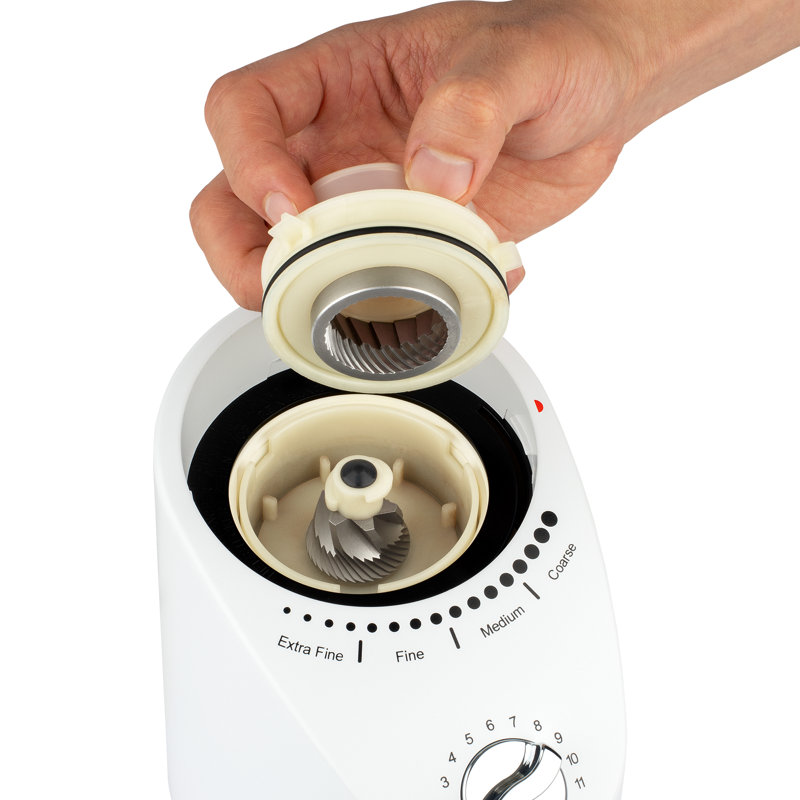 Capresso Infinity Plus Electric Conical Burr Coffee Grinder, White