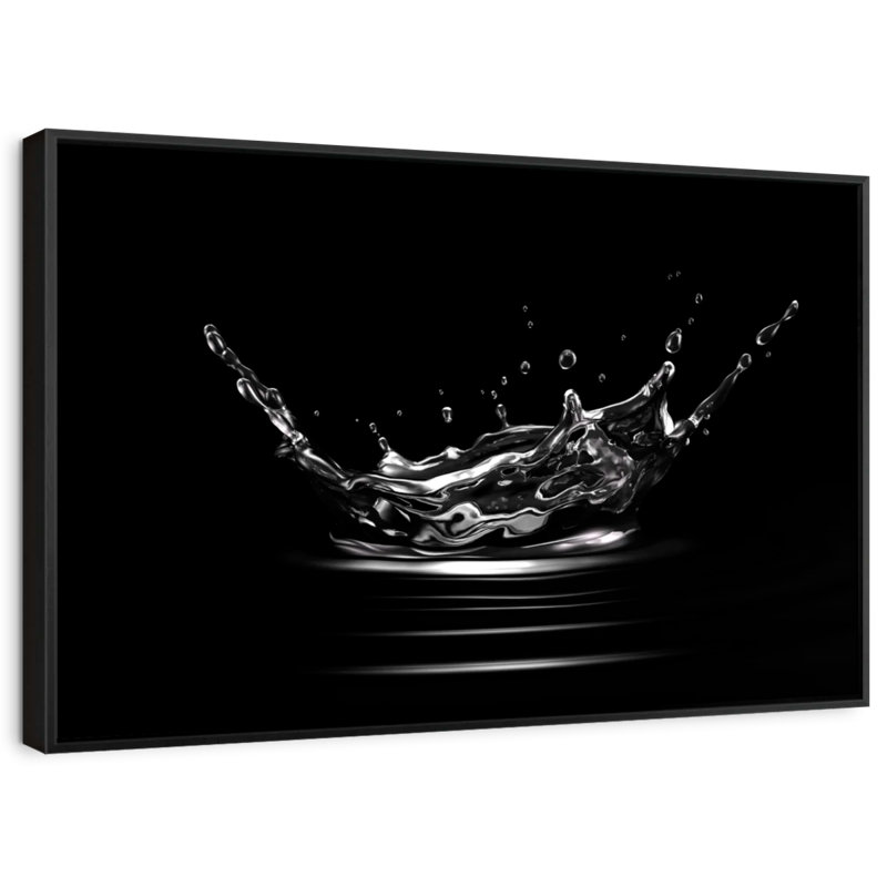 Nature "Art mural éclaboussure d'eau monochrome", H 9 po x l 13 po