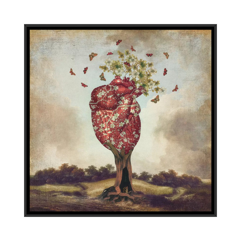 « love tree », reproduction d’impression sur toile, H 18 po x l 18 po x P 1,5 po, Pas de tapis, Toile avec cadre noir