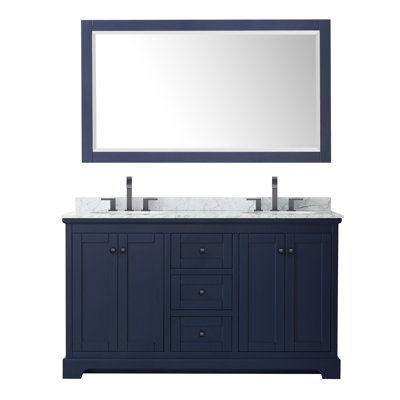 Ensemble de meuble-lavabo double 60 "avec miroir Avery