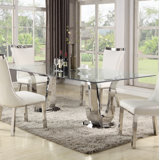 Belshin Contemporary Rectangular Glass Dining Table
