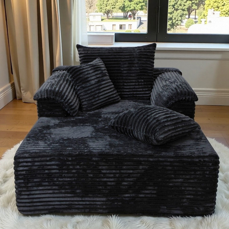 Canapé moderne de 61 po à dossier ergonomique noir