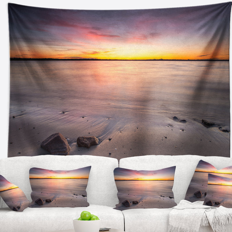 Polyester mer de belle mer naturelle au cours de la tapisseriee en soleil avec accessoires suspendus inclus