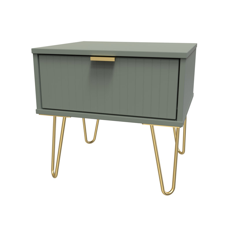 Baudelia 45cm W Manufactured Wood Bedside Table, Green