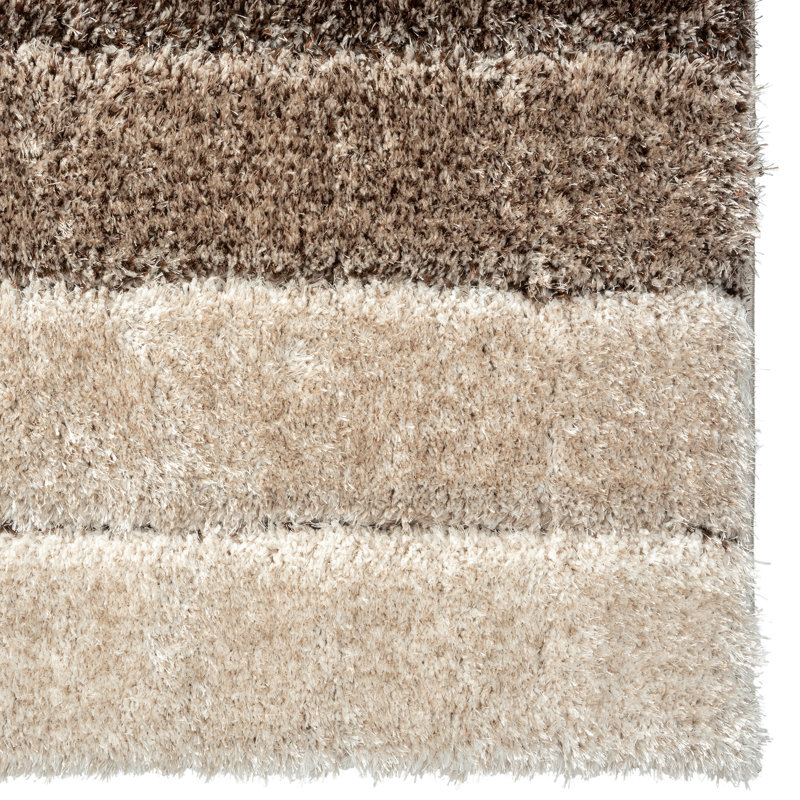 Tapis tissé à la machine à motif géométrique rectangulaire brun Lantanas, Rectangle 5 pi x 7 pi